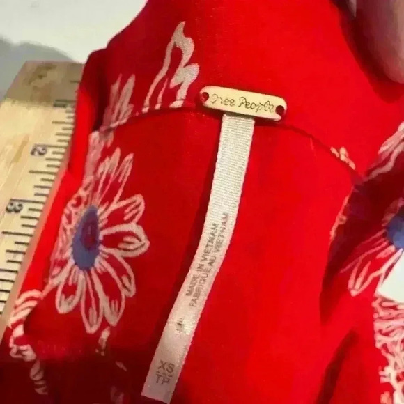 Free People Red Blue Hawaii Mini Dress XXS - Picture 12 of 14